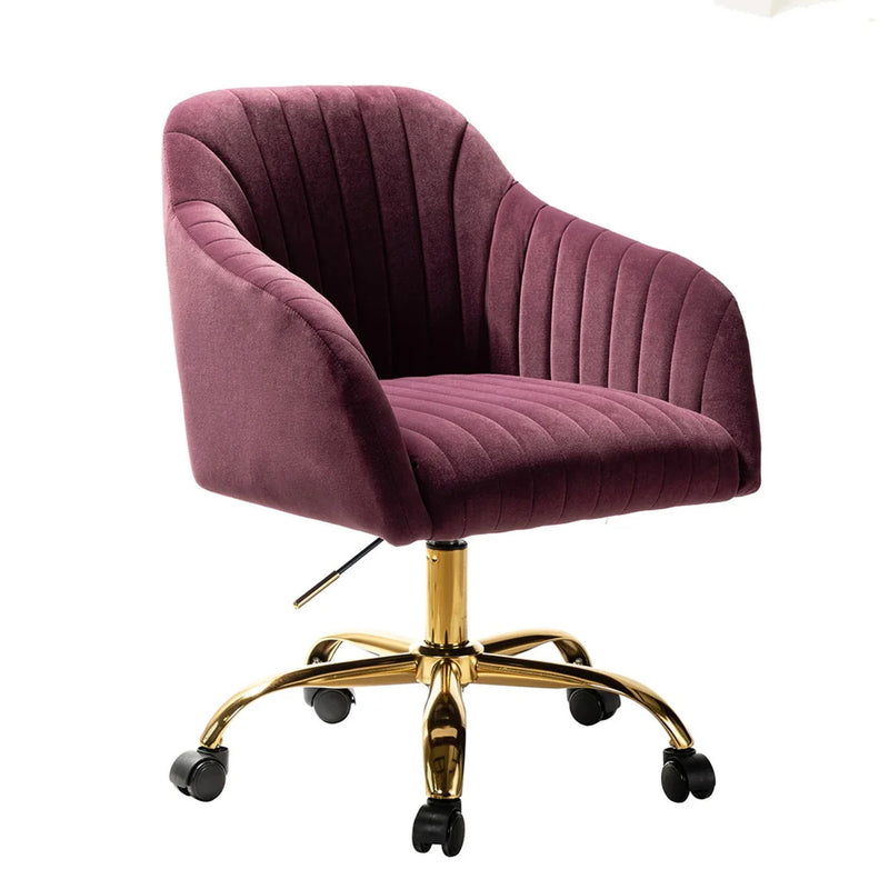Velvet Office Sofa Lounge Chair with Golden Metal Legs