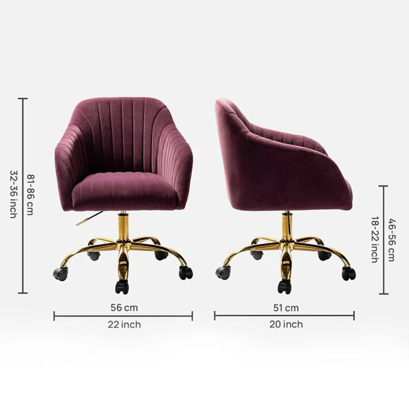 Velvet Office Sofa Lounge Chair with Golden Metal Legs