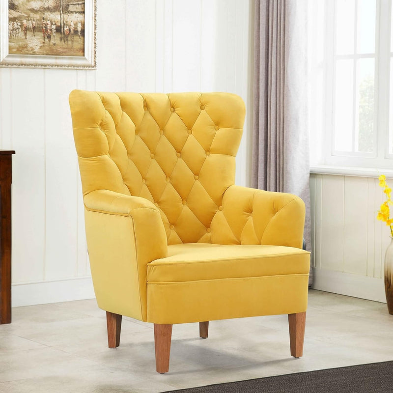 Premium Yellow Velvet Sofa Lounge Chair for Home