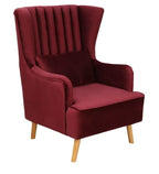 Maroon Wingback Sofa Lounge Chair with Footrest