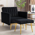 Black Convertible Sofa Lounge Chair with Footrest