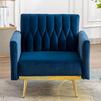 Blue Convertible Sofa Lounge Chair with Footrest