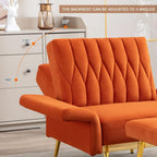 Orange Convertible Sofa Lounge Chair with Footrest