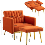 Orange Convertible Sofa Lounge Chair with Footrest
