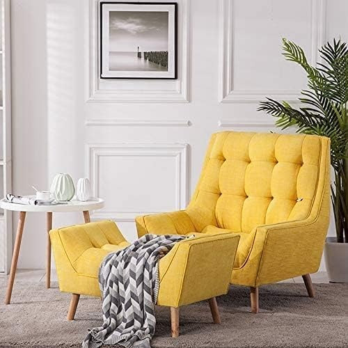 Modern Yellow Sofa Lounge Chair with Footrest