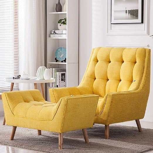 Modern Yellow Sofa Lounge Chair with Footrest