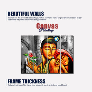 Shree Radhe Krishna Canvas Wall Painting Set of 4 Panel