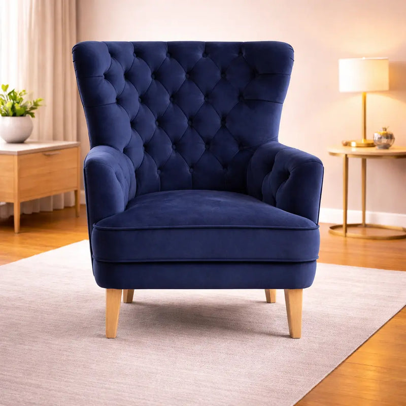 Soft Navy Blue Velvet Sofa Lounge Chair for Living