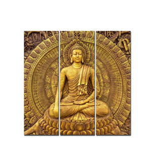 Spiritual God Buddha Wall Painting Three Pieces