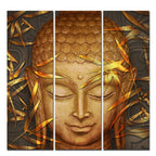 Spiritual Lord Buddha Face Wall Painting Three Pieces
