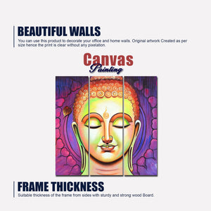 Spiritual Lord Buddha Meditating Wall Painting Three Pieces