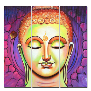 Spiritual Lord Buddha Meditating Wall Painting Three Pieces