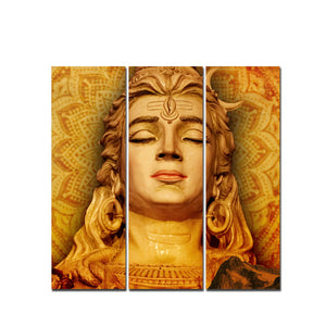 Spiritual Lord Shiva Canvas Wall Painting of Three Pieces