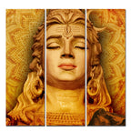 Spiritual Lord Shiva Canvas Wall Painting of Three Pieces