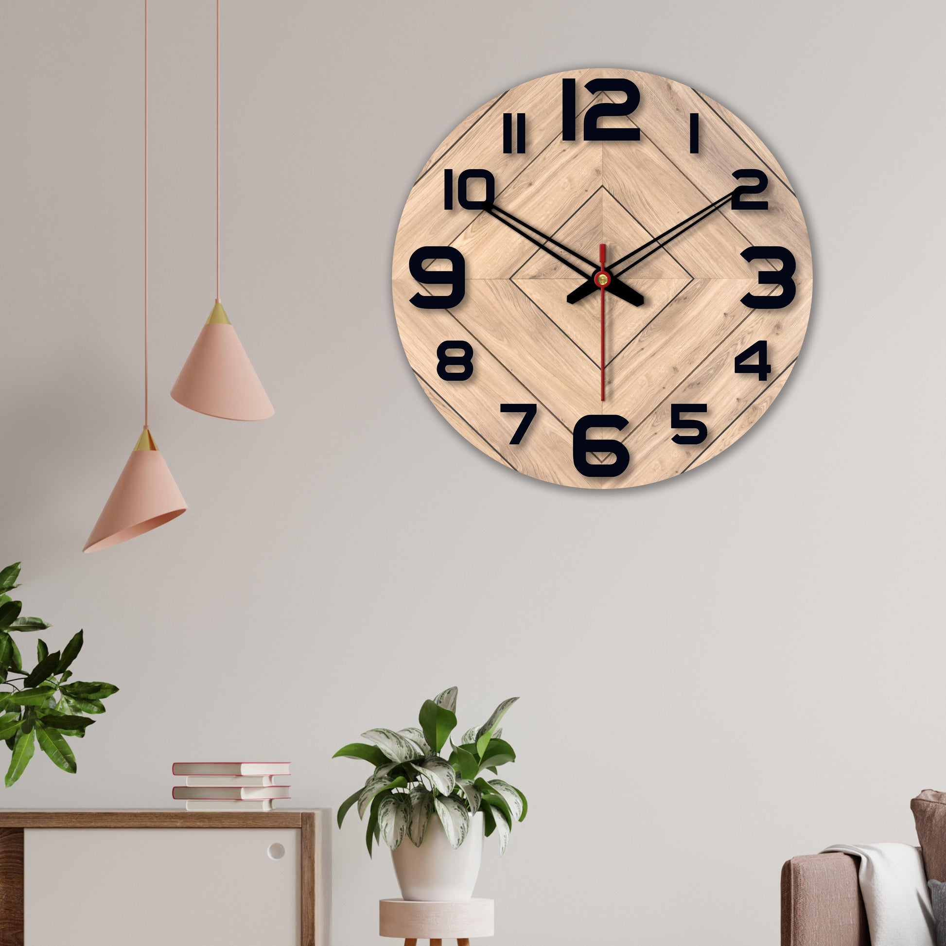 wall clock wooden frame