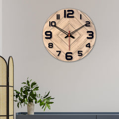 Square Shapes Design Printed Wooden Wall Clock For Living Room