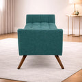 Stylish Teal Tufted Sofa Lounge Chair with Wooden Legs