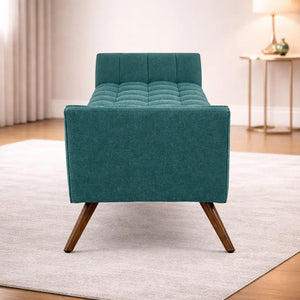 Stylish Teal Tufted Sofa Lounge Chair with Wooden Legs