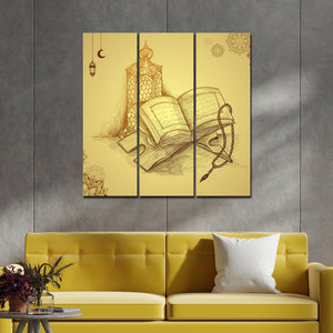 Islamic Holy Book Quran Wall Painting Set of 3