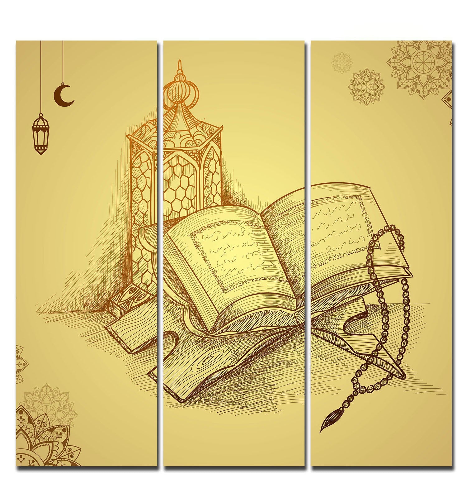 Islamic Holy Book Quran Wall Painting Set of 3