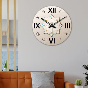 Flower Design Wooden Wall Clock