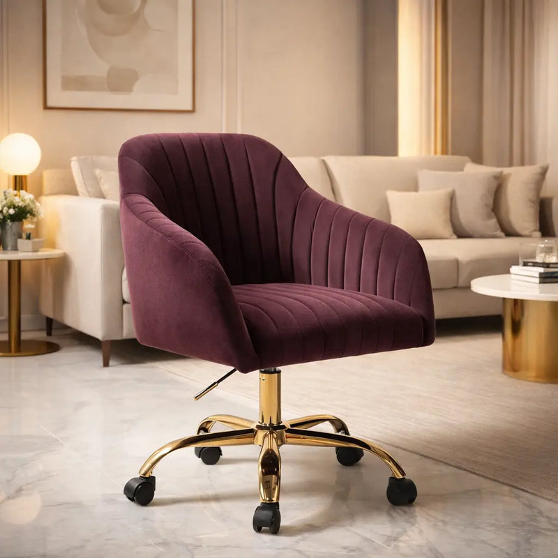 Velvet Office Sofa Lounge Chair with Golden Metal Legs