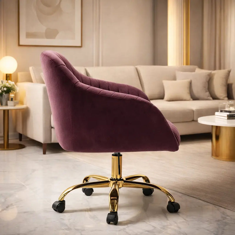 Velvet Office Sofa Lounge Chair with Golden Metal Legs