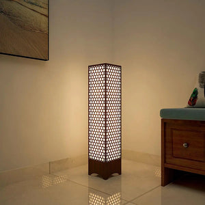 Honey Comb Design Wooden Floor Lamp 