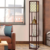 Modern Style Wooden Floor Lamp With Shelf For Living Room, Bedroom