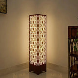 Pillar Shape Floor Lamp With Flower Pattern Design For Living Room, Bedroom
