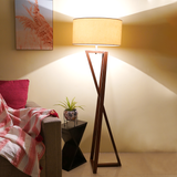 Wooden Floor Lamp With Delight Crossed Stand For Living Room, Bedroom
