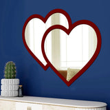 Beautiful Atractive Heart Shape Mirror with Red Finish Frame