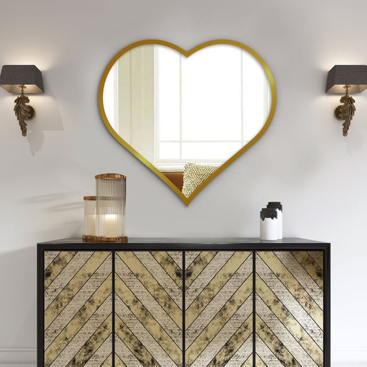 Beautiful Atractive Heart Shape Mirror with Golden Finish Frame