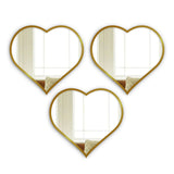 Beautiful Atractive Heart Shape Mirror with Golden Finish Frame Set of 3