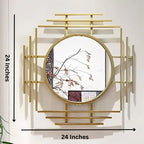 Geometric Sunburst Round Bathroom Mirror with Gold Finish