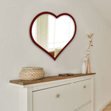 Modern Atractive Heart Shape Mirror with Red Finish Frame