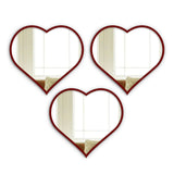 Beautiful Atractive Heart Shape Mirror with Red Finish Frame Set of 3
