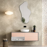 Modern Irregular Decorative Bathroom Wall Mounted with White Wooden Finish