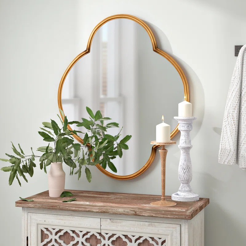 Beautiful Golden Framed Metal Finish Wall Mirror