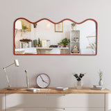Premium Decorative Full Body Wall Mirror for Dressing Room with Red Wooden Finish