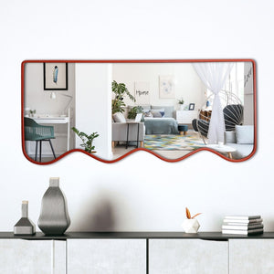 Premium Decorative Full Body Wall Mirror for Dressing Room with Red Wooden Finish