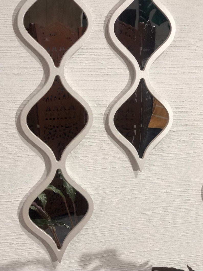 Classic Decorative Water Drop Mirror Strips with Silver Wooden Finish