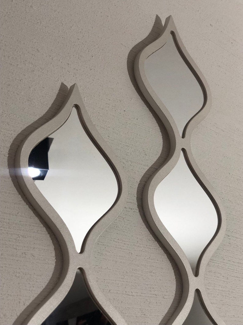 Classic Decorative Water Drop Mirror Strips with Silver Wooden Finish