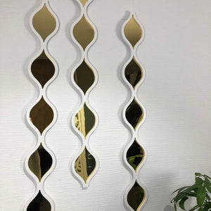 Decorative Water Drop Mirror Strips with Silver Wooden Finish