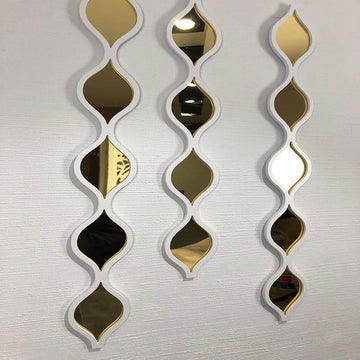 Decorative Water Drop Mirror Strips with Silver Wooden Finish