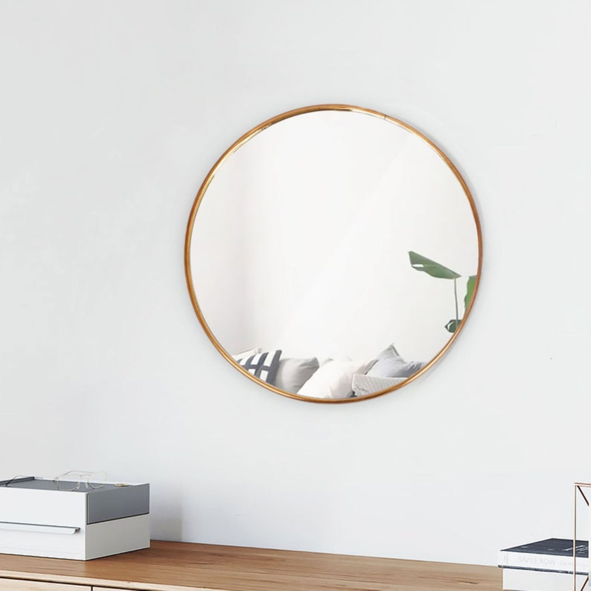 Modern Golden Abstract Round Shaped Wall Mirror