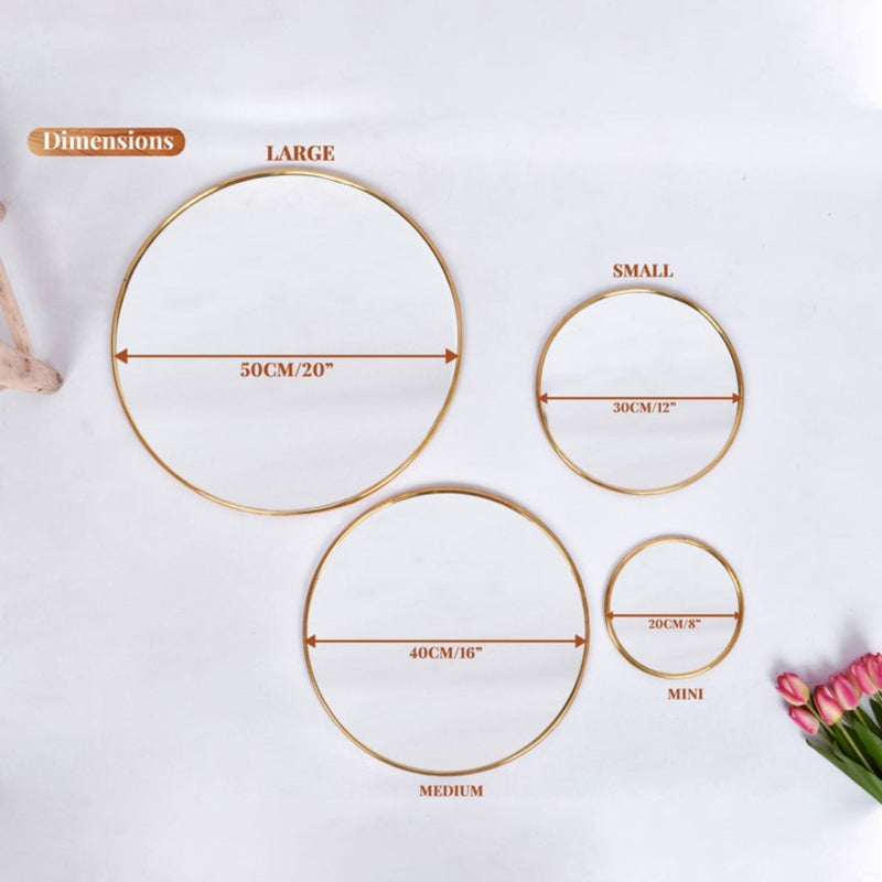 Modern Golden Abstract Round Shaped Wall Mirror