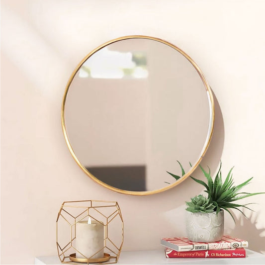 Modern Golden Abstract Round Shaped Wall Mirror