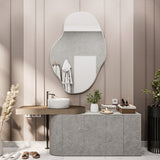 Modern Irregular Bathroom Wall Mounted with White Wooden Finish
