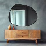 Modern Decorative Asymmetrical Bathroom Mirror with Black Wooden Finish